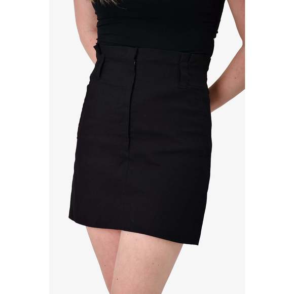 A.L.C. Black Linen Tailored Mini Skirt Size 6 - Picture 2 of 3